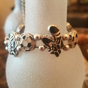 Silver Soccer Bracelet